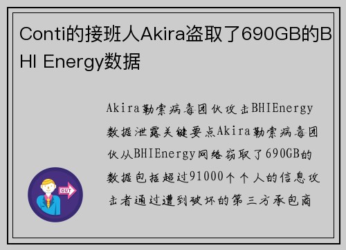 Conti的接班人Akira盗取了690GB的BHI Energy数据 